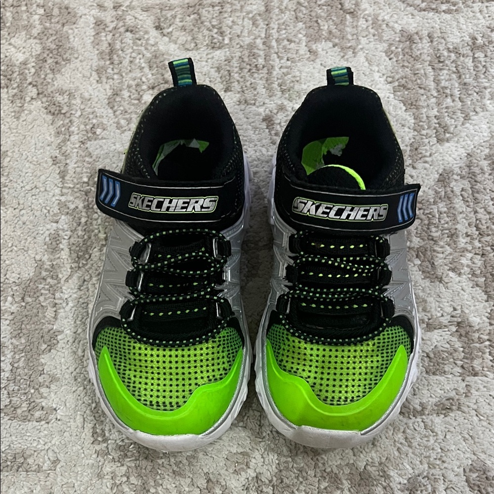 Skechers Kids Neon Green & Black Light-Up Sneakers